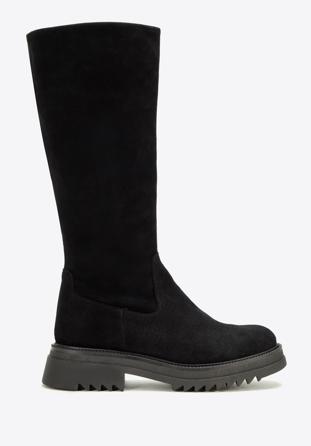 Platform suede boots, black, 97-D-307-1-38, Photo 1