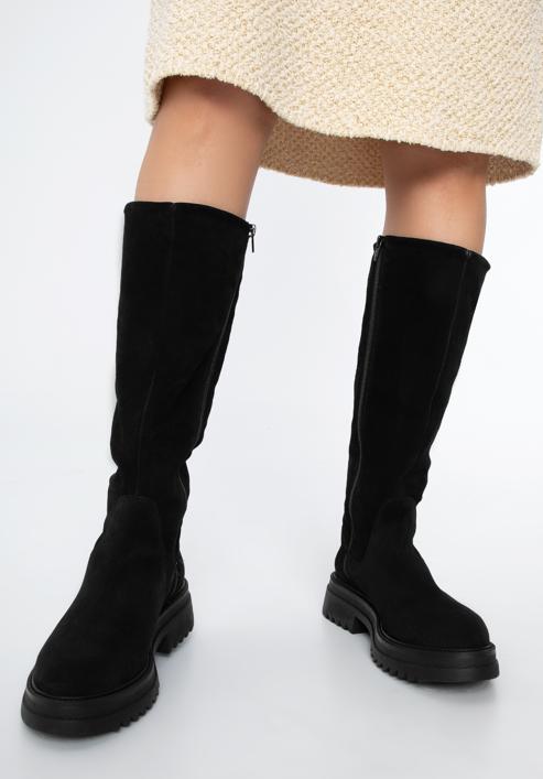 Platform suede boots, black, 97-D-307-1-37, Photo 15