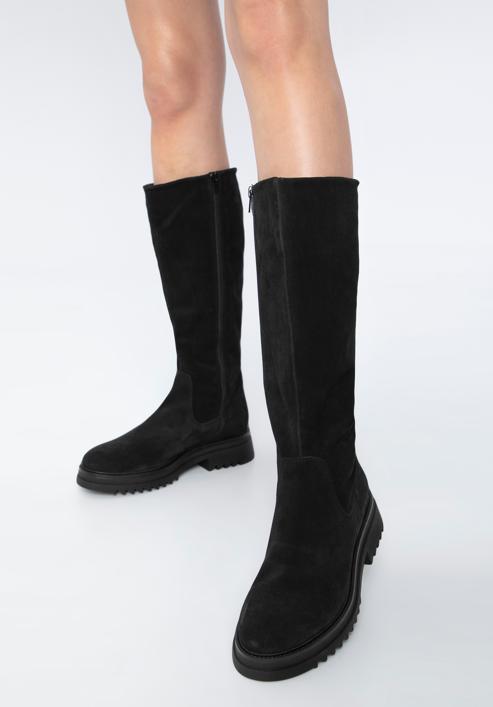Platform suede boots, black, 97-D-307-4-36, Photo 16