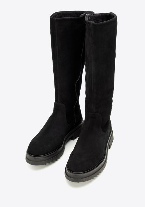 Platform suede boots, black, 97-D-307-4-36, Photo 2