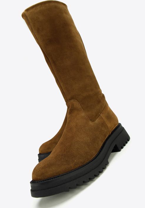 Platform suede boots, brown, 97-D-307-1-36, Photo 7