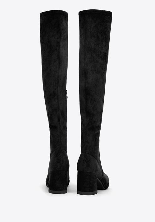 Kozaki zamszowe na słupku z elastyczną cholewką, czarny, 93-D-965-8-39, Zdjęcie 6