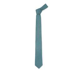 Krawat z jedwabiu wzorzysty, zielono-czarny, 91-7K-001-X2, Zdjęcie 1