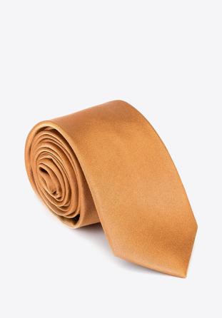 Krawat jedwabny bez wzoru złoty