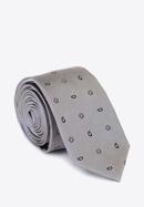 Krawat jedwabny w drobny wzór, srebrny, 92-7K-001-X5, Zdjęcie 1