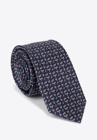 Silk patterned tie, navy blue-white, 97-7K-001-X1, Photo 1