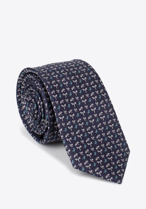 Silk patterned tie, navy blue-white, 97-7K-001-X10, Photo 1