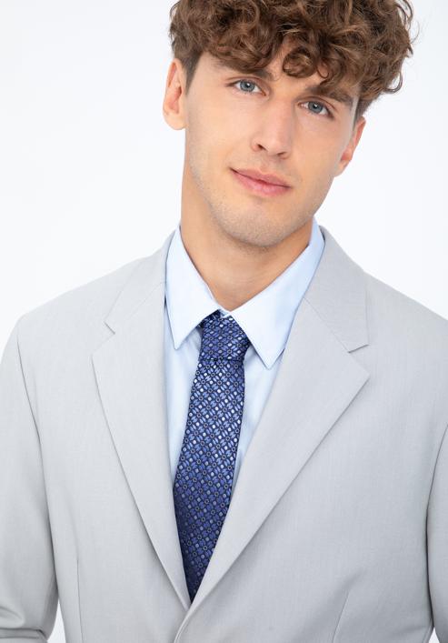 Silk patterned tie, navy blue-grey, 97-7K-001-X4, Photo 15