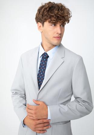 Silk patterned tie, navy blue- orange, 97-7K-001-X6, Photo 1