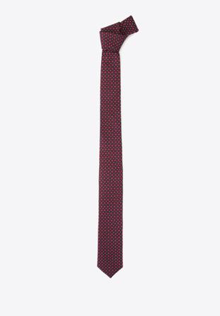 Krawat jedwabny w drobny wzór, bordowo-granatowy, 92-7K-001-X1, Zdjęcie 1