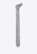 Krawat jedwabny w drobny wzór, srebrny, 92-7K-001-X5, Zdjęcie 2