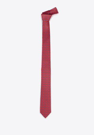 Krawat jedwabny wzorzysty, czerwono-niebieski, 97-7K-001-X5, Zdjęcie 1