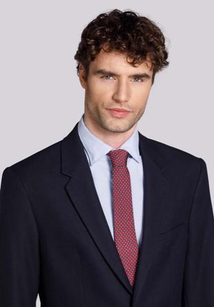 Patterned silk tie, burgundy-navy blue, 92-7K-001-X1, Photo 1
