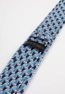 Krawat jedwabny wzorzysty, niebiesko-biały, 97-7K-001-X3, Zdjęcie 4