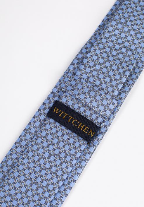 Krawat jedwabny wzorzysty, niebiesko-szary, 97-7K-001-X17, Zdjęcie 5