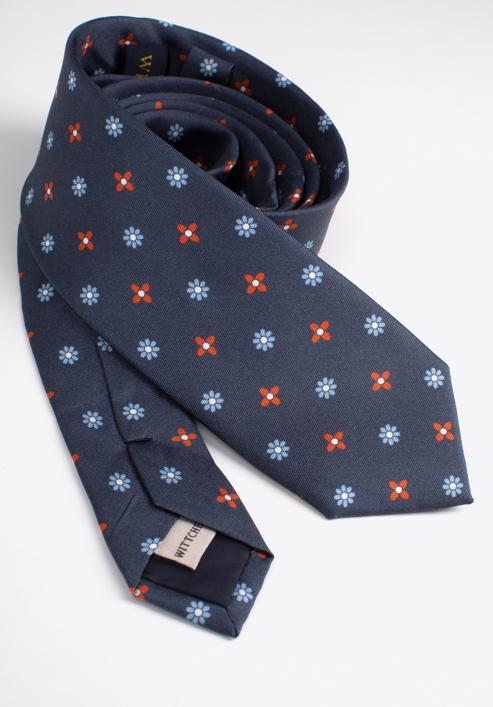 Silk patterned tie, navy blue- orange, 97-7K-001-X5, Photo 5