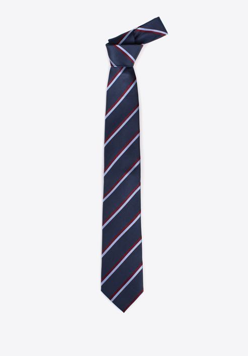 Krawat z jedwabiu we wzory, granatowo-bordowy, 97-7K-002-X3, Zdjęcie 2