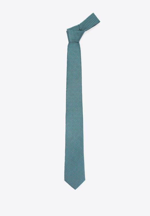 Krawat z jedwabiu wzorzysty, zielono-czarny, 91-7K-001-X2, Zdjęcie 2