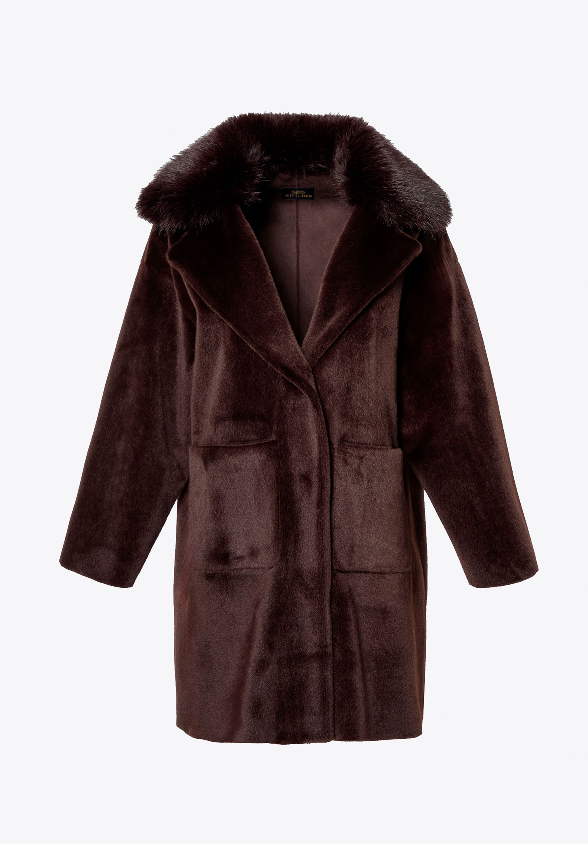 Oversized faux fur coat, brown, 101-9W-201-4-M, Photo 1