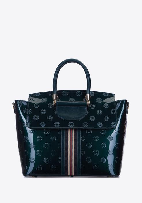 Patent leather handbag, emerald, 34-4-236-1, Photo 1