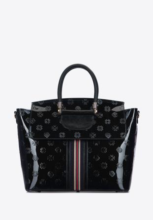 Patent leather handbag, black, 34-4-236-1, Photo 1