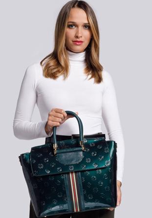 Patent leather handbag, emerald, 34-4-236-0, Photo 1
