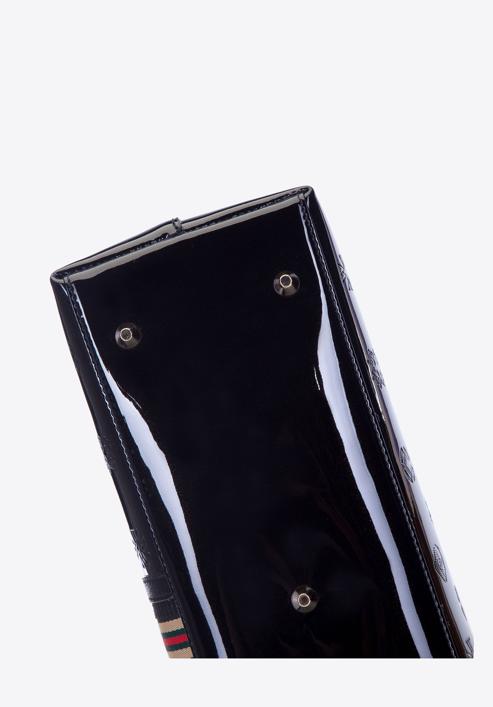 Kuferek lakierowany z tłoczeniami i tasiemką, czarny, 34-4-238-0, Zdjęcie 5
