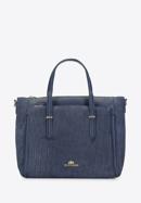 Leather tote bag, navy blue, 93-4E-212-1, Photo 1