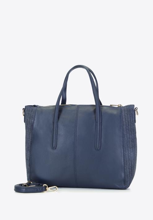 Leather tote bag, navy blue, 93-4E-212-1, Photo 2