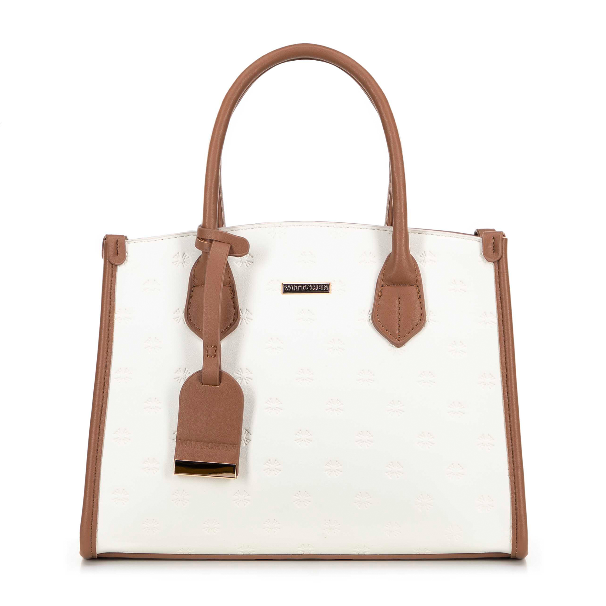 Puzdro z imitácie kože, krémovo-hnedé 100-4Y-220-0