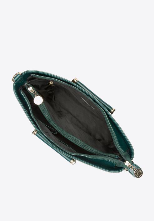 Patent leather tote bag, emerald, 34-4-234-1, Photo 3