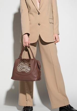 Studded trim tote bag, brown, 93-4Y-511-5L, Photo 1