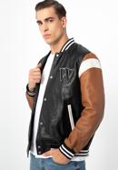 Leather varsity jacket, black-brown, 97-09-203-43-2XL, Photo 13