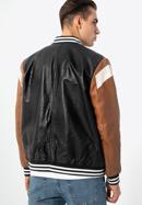 Leather varsity jacket, black-brown, 97-09-203-15-2XL, Photo 15