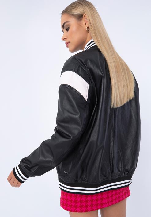 Leather varsity jacket, black-white, 97-09-203-15-S/M, Photo 20
