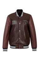 Leather varsity jacket, brown - burgundy, 97-09-203-15-L/XL, Photo 20