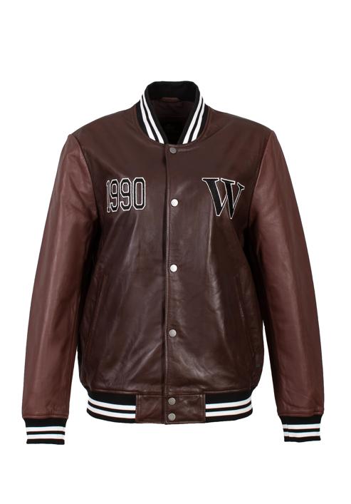 Leather varsity jacket, brown - burgundy, 97-09-203-15-S/M, Photo 20