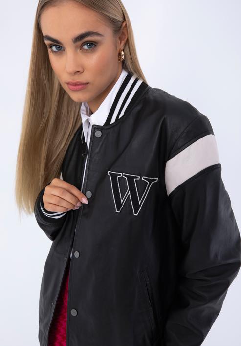 Leather varsity jacket, black-white, 97-09-203-10-L/XL, Photo 21