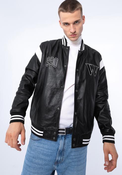 Leather varsity jacket, black-white, 97-09-203-10-L/XL, Photo 24
