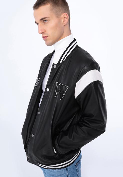 Leather varsity jacket, black-white, 97-09-203-10-L/XL, Photo 26