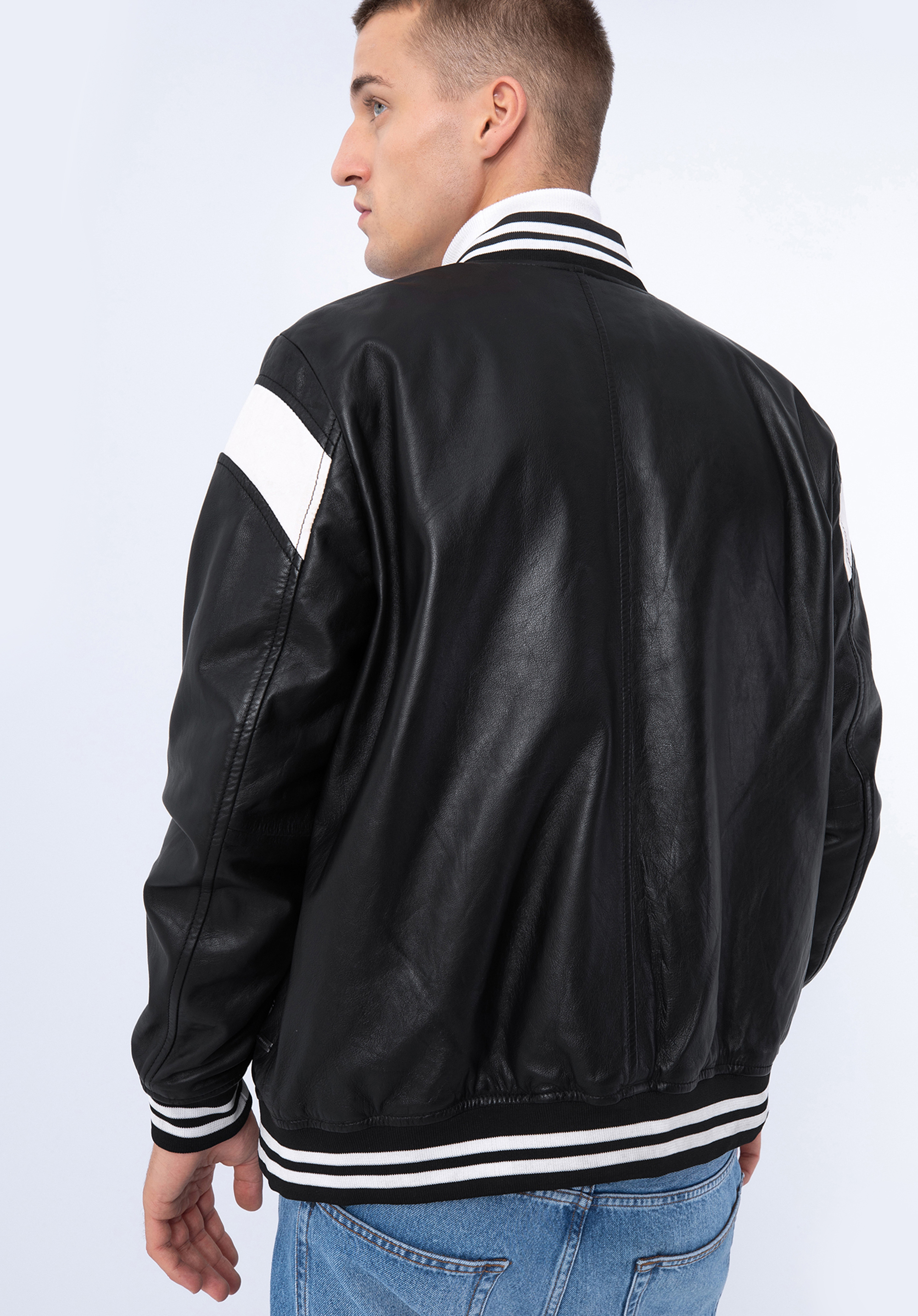 Black striped hotsell varsity jacket