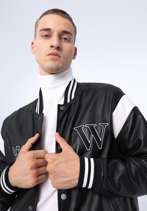 Leather varsity jacket, black-white, 97-09-203-10-L/XL, Photo 29