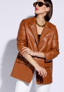 Women's classic faux leather blazer, brown, 96-9P-105-1-S, Photo 1