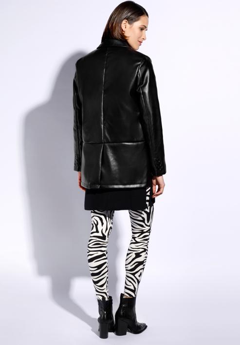 Women's classic faux leather blazer, black, 96-9P-105-5-L, Photo 4
