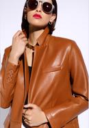 Women's classic faux leather blazer, brown, 96-9P-105-5-M, Photo 4