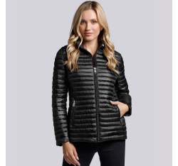 Quilted jacket with decorative stand up collar, black, 93-9N-100-1-L, Photo 1