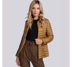 Quilted jacket with decorative stand up collar, gold, 93-9N-100-G-M, Photo 1