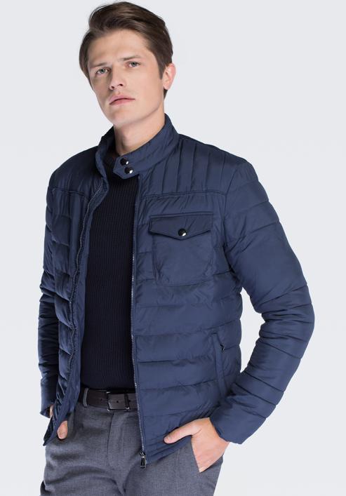 Men's jacket, navy blue, 87-9N-450-1-S, Photo 2