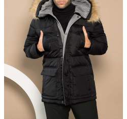 Men's hooded down jacket, black, 91-9D-450-1-S, Photo 1