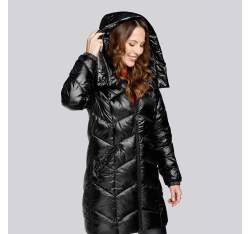 Damska kurtka pikowana długa, czarny, 93-9D-404-1-S, Zdjęcie 1